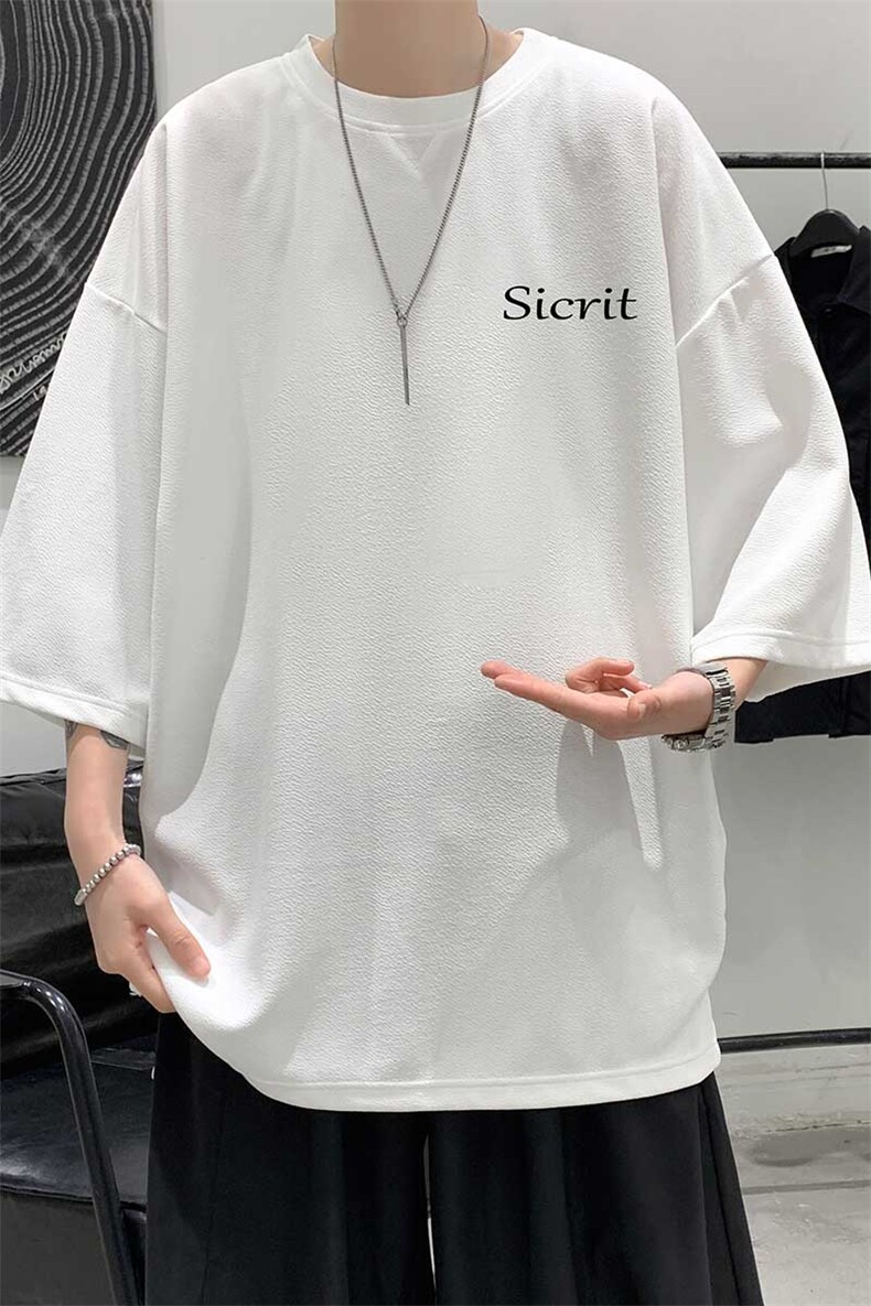Q11098-P30春夏季七分袖t恤男大码五分袖男短袖中袖大皂风,男装T恤,电商A040