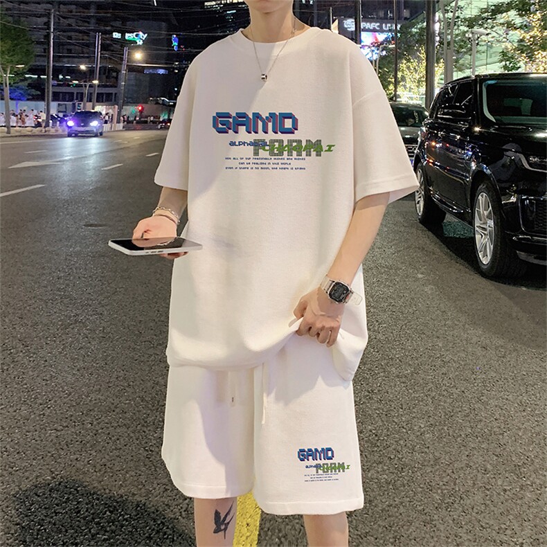 ！2023夏季新款男士华夫格短袖T恤套装夏天一套HTZ33P50,男装T恤,电商B220