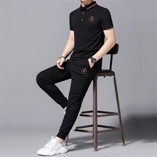 2023年夏款潮流休闲时尚男士短袖运动套装P145，男装休闲套装，电商D223-1