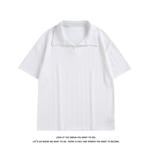 白色麦穗纹肌理感polo衫男款夏季高级感冰丝短袖T3687-特价P25图片