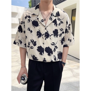 短袖衬衫男夏季古巴领夏威夷度假风休闲宽松港风复古上衣CS501图片