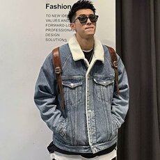 现货足序77同款牛仔加厚加绒翻领夹克男JK866/P85，男装夹克，星座205-3
