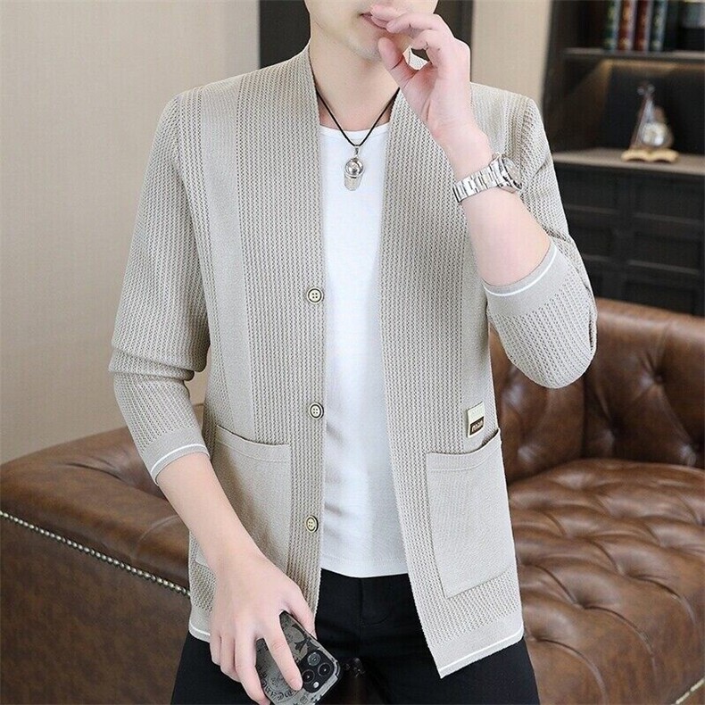 83897-P65毛衣男士针织开衫休闲外套新款韩版帅气修身时尚潮，男装针织衫/毛衣，电商D310B-1