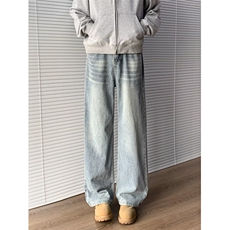 美式高街牛仔裤男女韩版潮流帅气百搭2025秋冬ins长裤RK3219-P48，男装牛仔裤，星座412-3