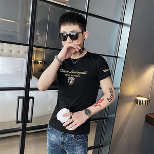 312A-7303-P35 新款社会小伙短袖T恤修身男士潮流半袖体恤B图片