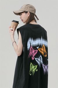 中性风 23新款夏季时尚百搭宽松蝴蝶印花短袖T恤DT65009P25控38图片