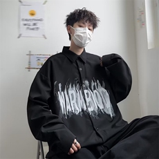 衬衫男长袖字母印花高街痞子帅2026夏季新款inside外套CY174-P34，男装衬衫，星座412