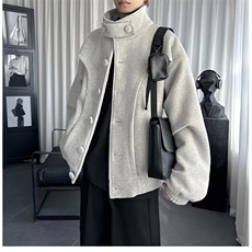 潮流ins慵懒美式复古解构短款毛呢外套男秋款新款日系流行原宿，男装毛呢大衣，星座506A