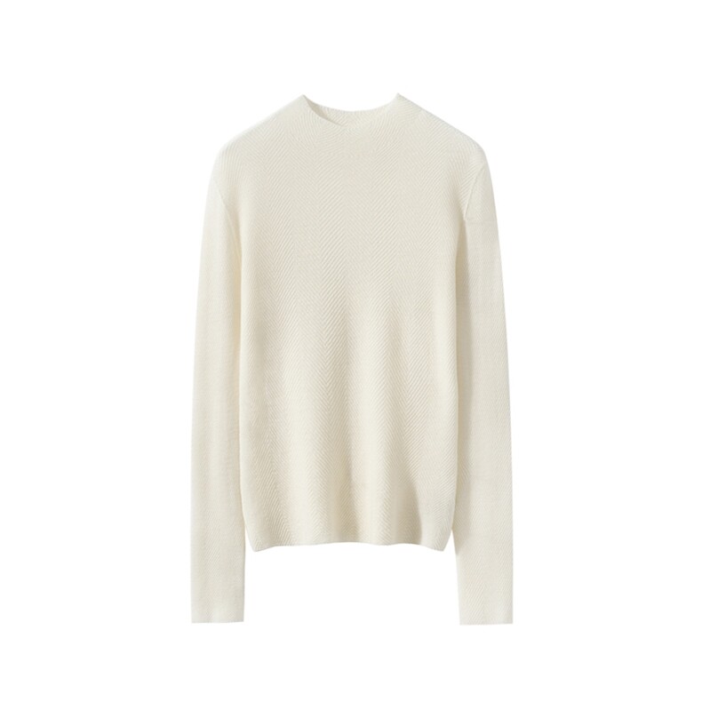 2025年秋季长袖套头鱼骨纹半高领长袖，女装羊毛衫，臻维羊绒