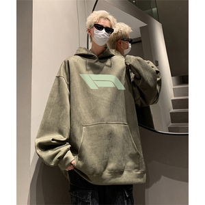 抖音得物供货提供视频 秋冬重磅美式麂皮绒连帽卫衣JLM01图片