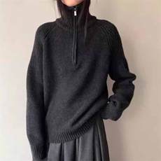 秋冬新款纯色针织套头上衣，女装羊绒衫，鹿一羊绒