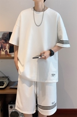 直播品质！2024夏季新款男士珠地短袖T恤套装学生一套TZP001P70，男装T恤，电商B220