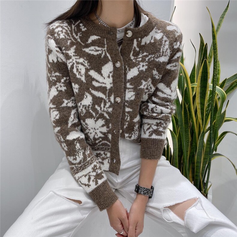 韩版羊毛双色开衫，其它，SHANGCHUN·W 汪尚春