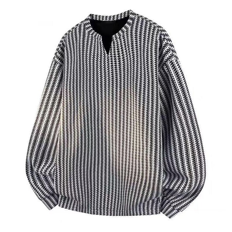 美式高街千鸟格子长袖T恤男女亨利V领英伦雅痞休闲宽松长袖打底衫，男装T恤，电商A443