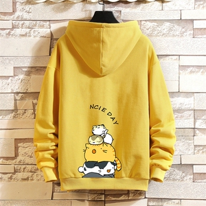 WY2090-P40 纯连帽卫衣男大码运动帽衫宽松薄外套 砖墙挂拍图片