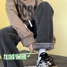 牛仔裤男宽松直筒裤加绒加厚裤子A080-9291-常规P35加绒P45控68，男装牛仔裤，电商A080
