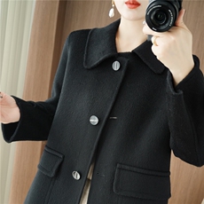2025秋冬新款赫本风双面呢大衣女毛呢外套羊毛呢中长款外套，女装双面呢大衣，贝源羊绒