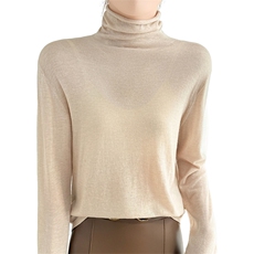 2025春季新款堆堆领套头纯色针织衫女纯羊毛打底衫纯色通勤简约，女装羊毛衫，诚赞羊绒