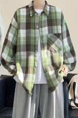 衬衫男2025春季新款港风宽松磨毛格子长袖衬衣CS603-特P27无差价，男装衬衫，星座214-3