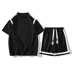 夏上新青少年纯色简约半袖套装宽松短裤T恤男女7806-P75控价108，男装T恤，电商A441