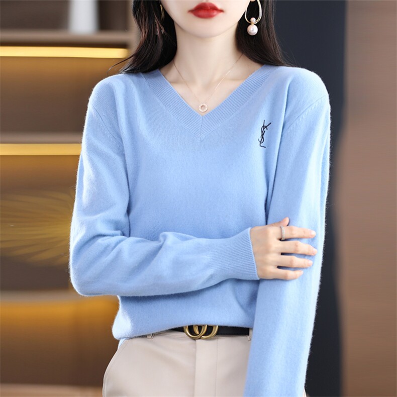2024秋冬新款羊毛女士V领羊毛衫,女装羊毛衫,润辉羊绒