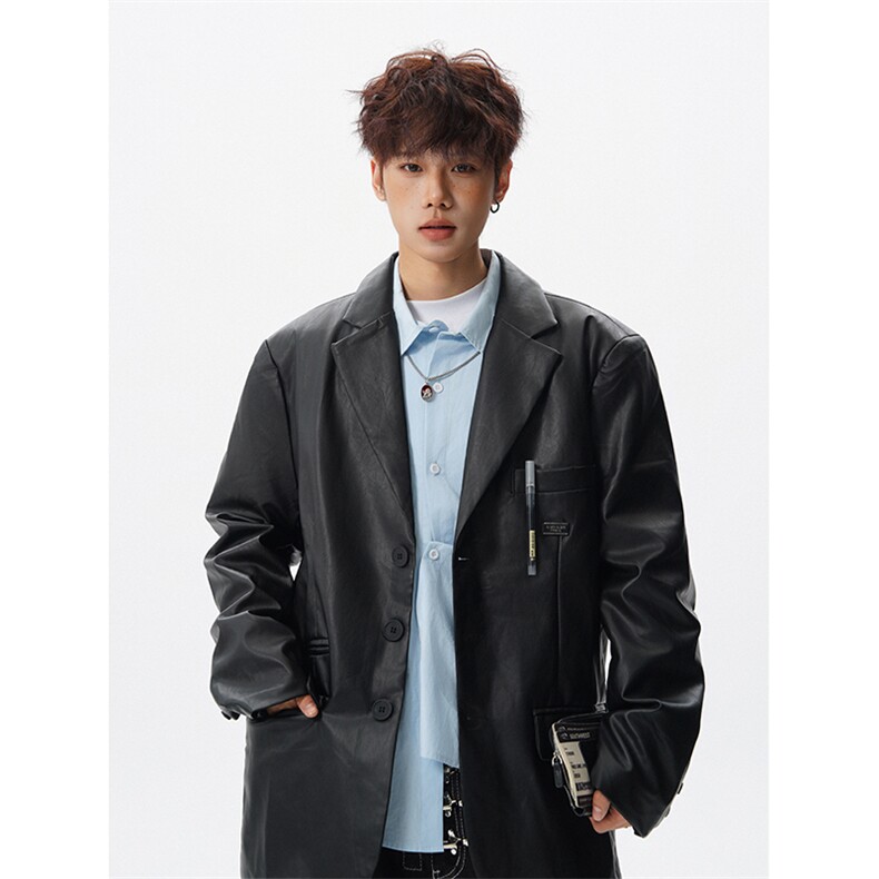 8XL-M特大码皮衣男中性风休闲西装皮衣外套加大码PY852P110控138，男装西服套装，电商D206-1