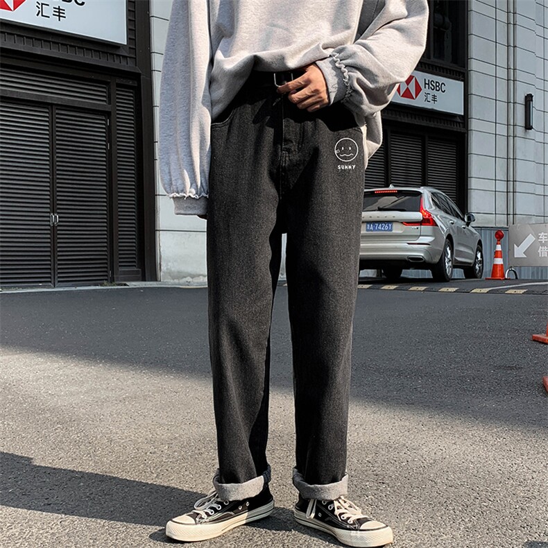 NK44072-P38直筒牛仔裤男士大码宽松九分裤男休闲长裤子男,男装休闲裤,电商A040