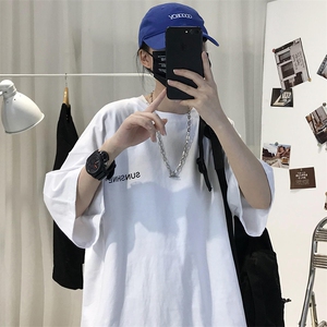XZ115A-T06 200克纯棉男女字母印花大码S-5XL 10色T恤衫圆领半袖图片