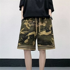 迷彩休闲短裤男士韩版潮流高街字母刺绣2024夏季五分裤K5270-P36，男装牛仔裤，星座412-2