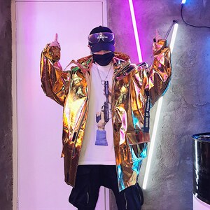 大货足  19秋冬骚气金属色演出PU皮夹克外套团队表演服KK200 P125图片