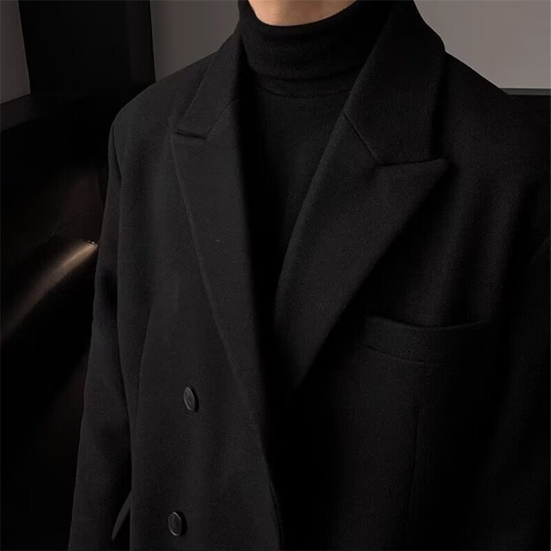档口现货高级感男士毛呢大衣长款过膝棉服冬季加厚韩版宽松棉衣夹,男装棉衣,星座218-1（原230）