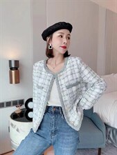 小香风粗花呢编织外套，其它，朗色千秋