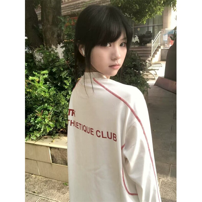 5459-P45现货#好质量做工#原版打网+袖口开洞哈苏线长袖T恤，女装T恤，星座617A-2