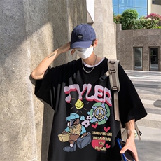 夏重磅落肩袖短袖t恤卡通趣味印花美式半袖上衣XZ514-2-1293-P28，男装T恤，星座514-2(原B239)
