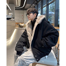 现货高品质美式高街冬季重磅硬挺短款座山雕毛领棉衣男女加厚外套，男装棉衣，电商A486-1