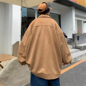 麂皮绒情侣夹克男秋冬宽松日系cityboy潮牌美式翻领外套J9234-P60图片