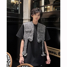 现货！25春夏男士垫肩小香风格纹拼接短袖T恤DX173-P78，男装T恤，电商B288