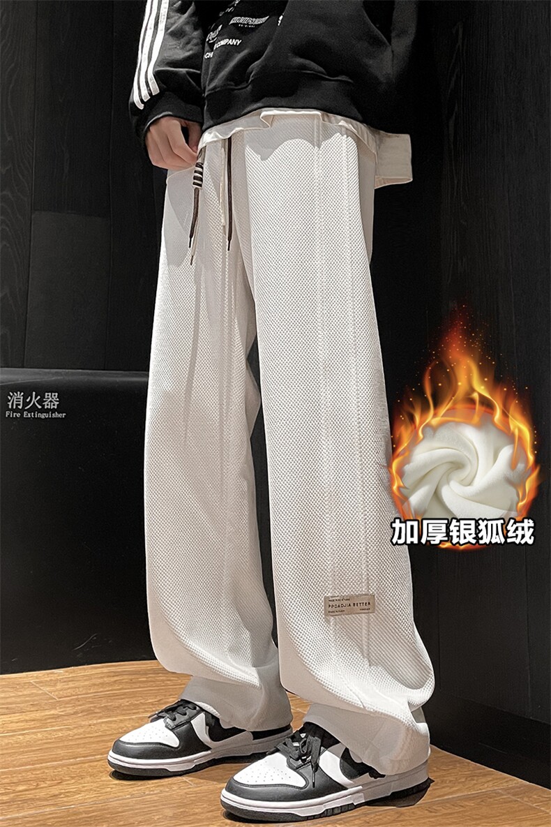 加绒加厚银狐绒菠萝格大码直筒裤男休闲裤K1050J加绒-特P40控78,男装卫衣,电商A001