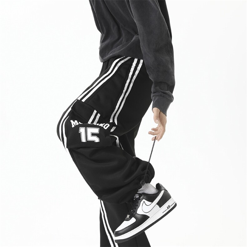 美式hiphop工装裤春秋季2025新款男女款情侣服套装阔腿裤子YK888,男装休闲裤,星座601-1