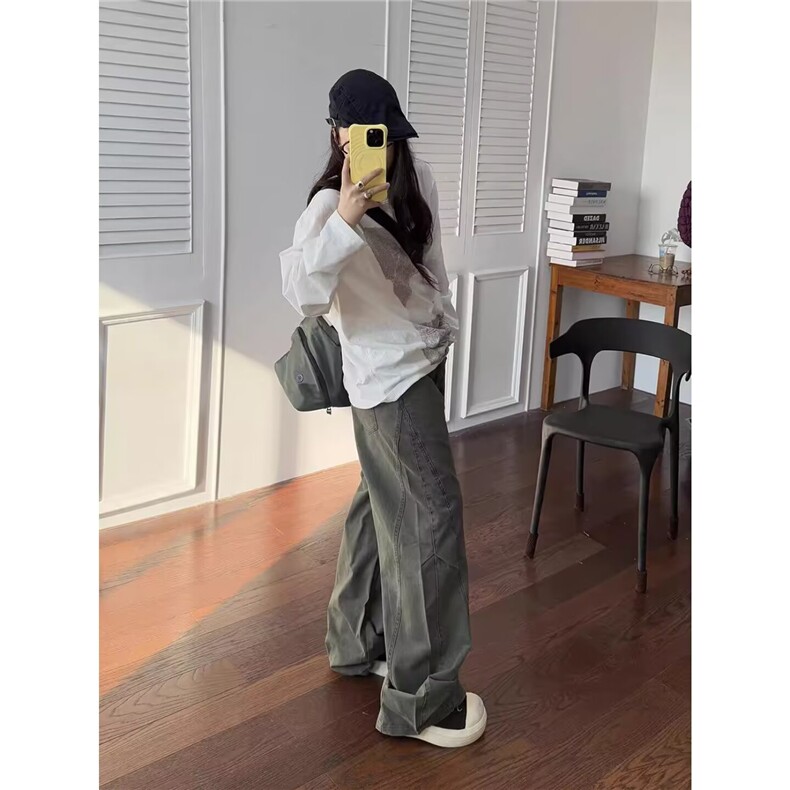 美式阔腿工装裤男女款新款春秋季慵懒松弛感休闲裤潮LN13322-P58,男装工装外套,星座1008