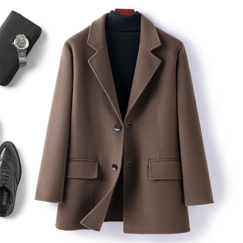 2025年秋季新款系扣带兜针织羊毛大衣外套时尚休闲通勤百搭，男装毛呢大衣，诗洋大衣