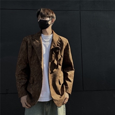 ZX027-P110小众设计感西装2025春秋款复古玫瑰花情侣西服垫肩上衣，男装西服，电商C233