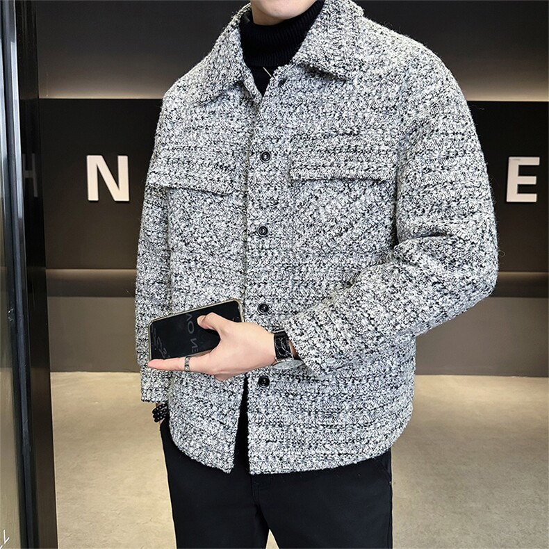 新标90绒店主风新款男士翻领格子羽绒服小香风外套6801-P295,男装羽绒服,电商B328
