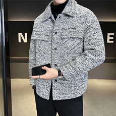 新标90绒店主风新款男士翻领格子羽绒服小香风外套6801-P295，男装羽绒服，电商B328