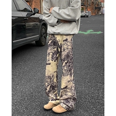 美式街头复古印花牛仔裤男vintage潮牌设计宽松阔腿裤RK2363-P45，男装牛仔裤，星座412-2