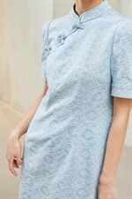 现货夏季新款复古盘扣显瘦连衣裙，女装连衣裙，觅处