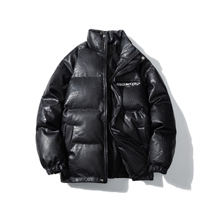 1白底鳄鱼纹手塞棉大码M-5XL夹克PU皮棉服外套男8507P120控158图片