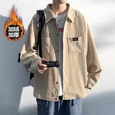 2025冬款加绒加厚灯芯绒港风夹克男青少年长袖衬衫外套J60821-P65，男装夹克，电商A001