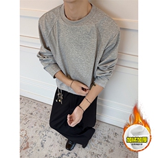 抖音得物高品质美式高街重磅曼巴棉cleanfit螺纹拼接卫衣长袖T恤，男装T恤，电商A486