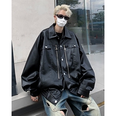 美式复古cleanfit短款皮衣外套男休闲宽松皮夹克，男装夹克，星座716-2